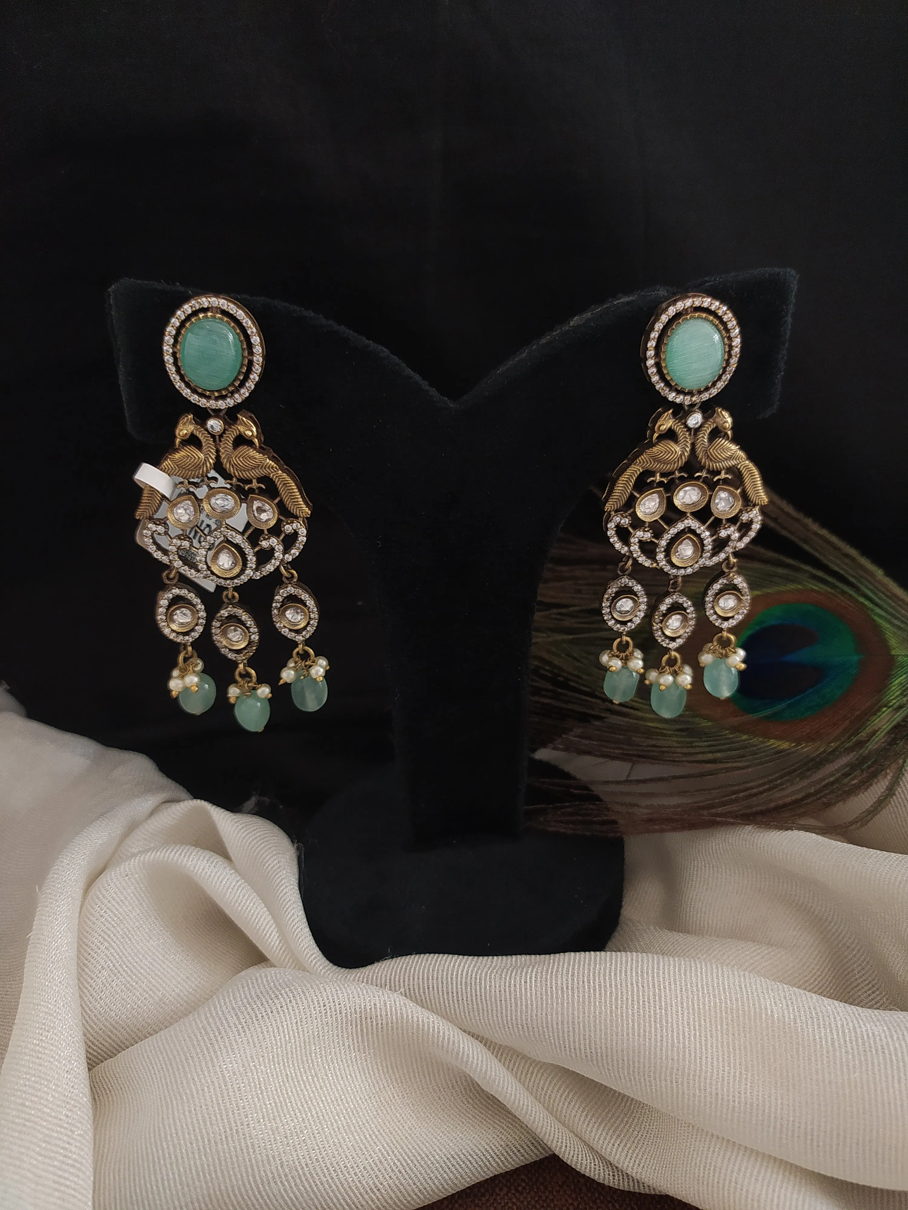 Alluring Peacock Design Dangler Earrings