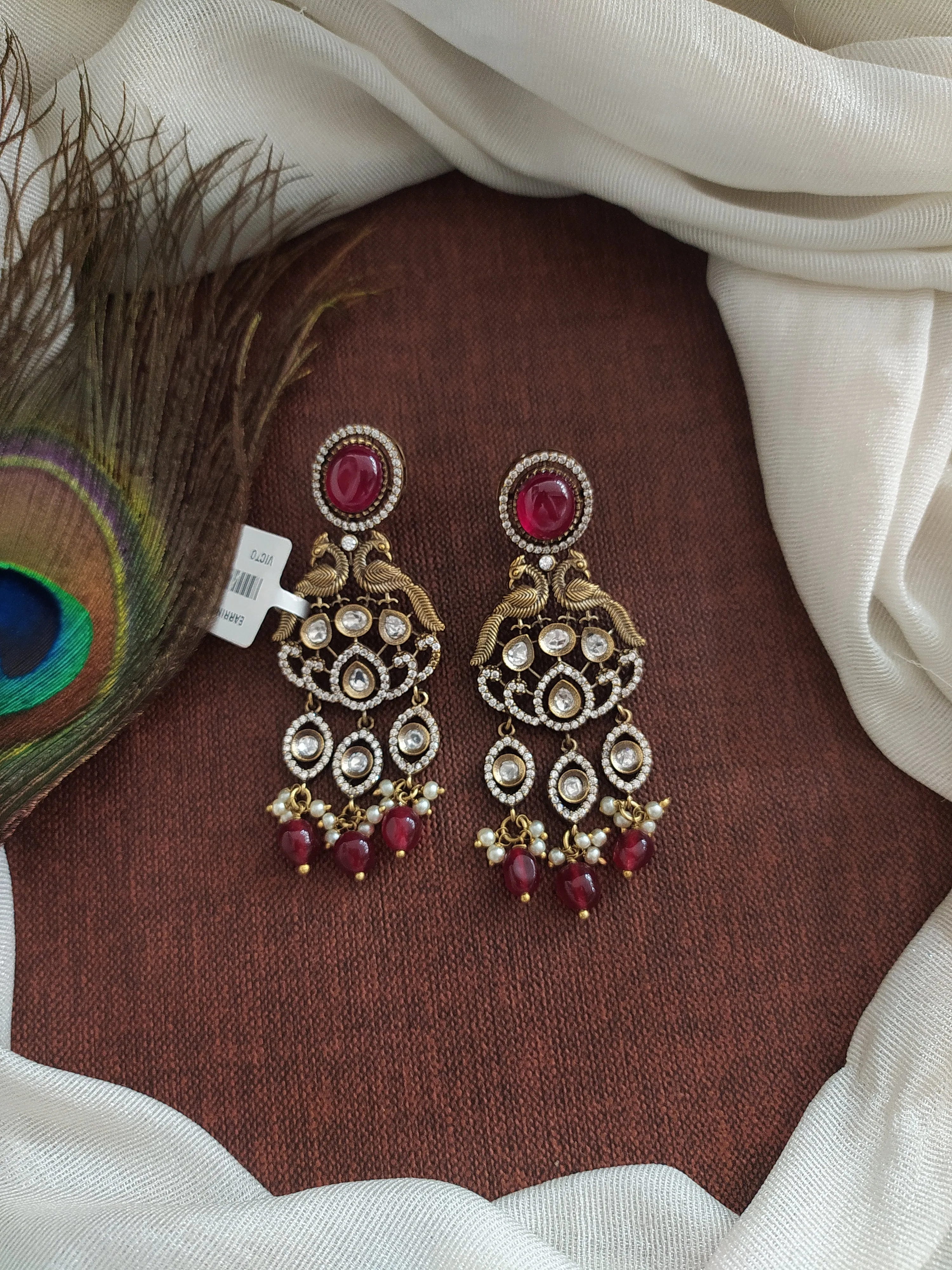 Alluring Peacock Design Dangler Earrings