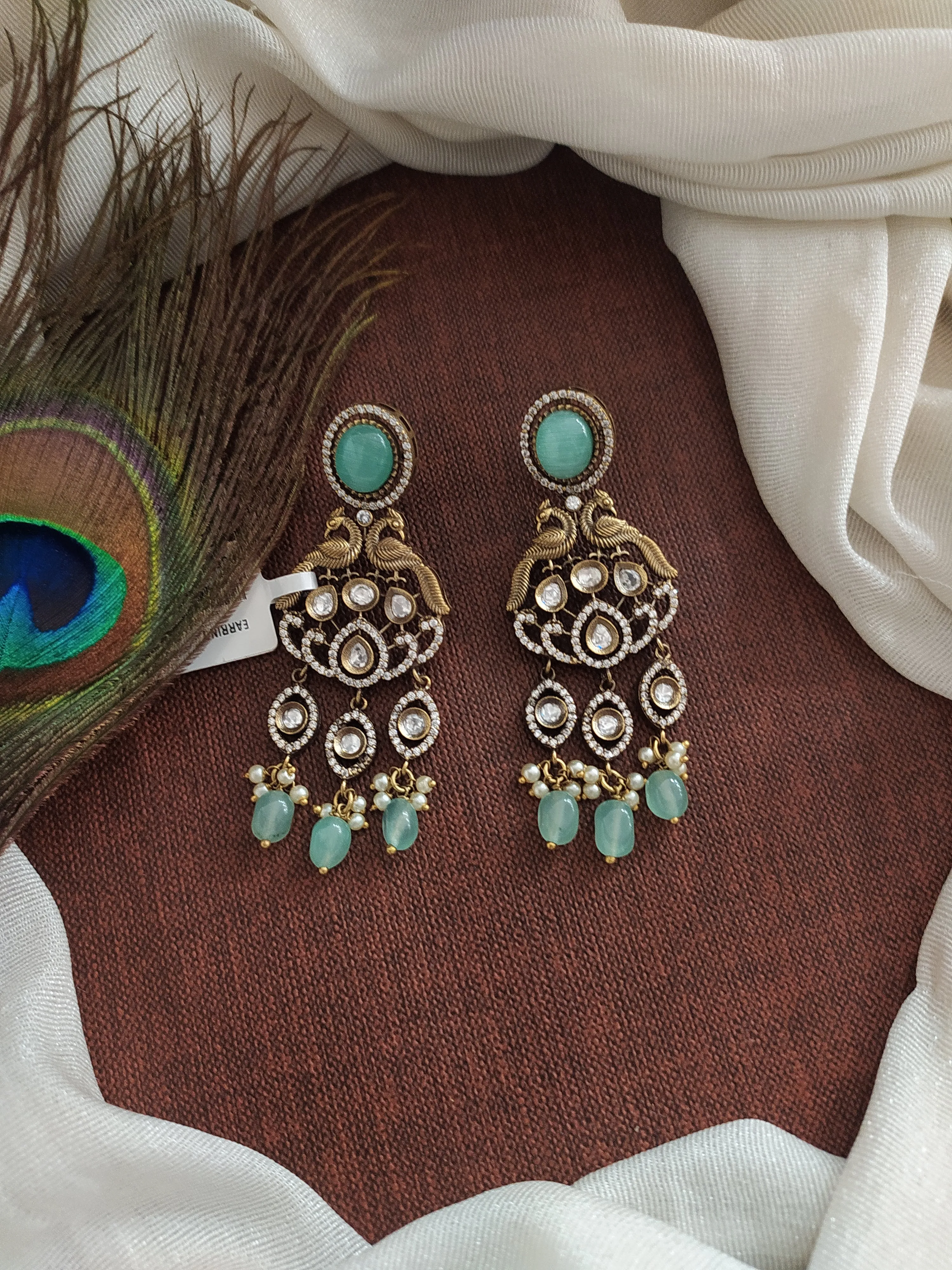 Alluring Peacock Design Dangler Earrings