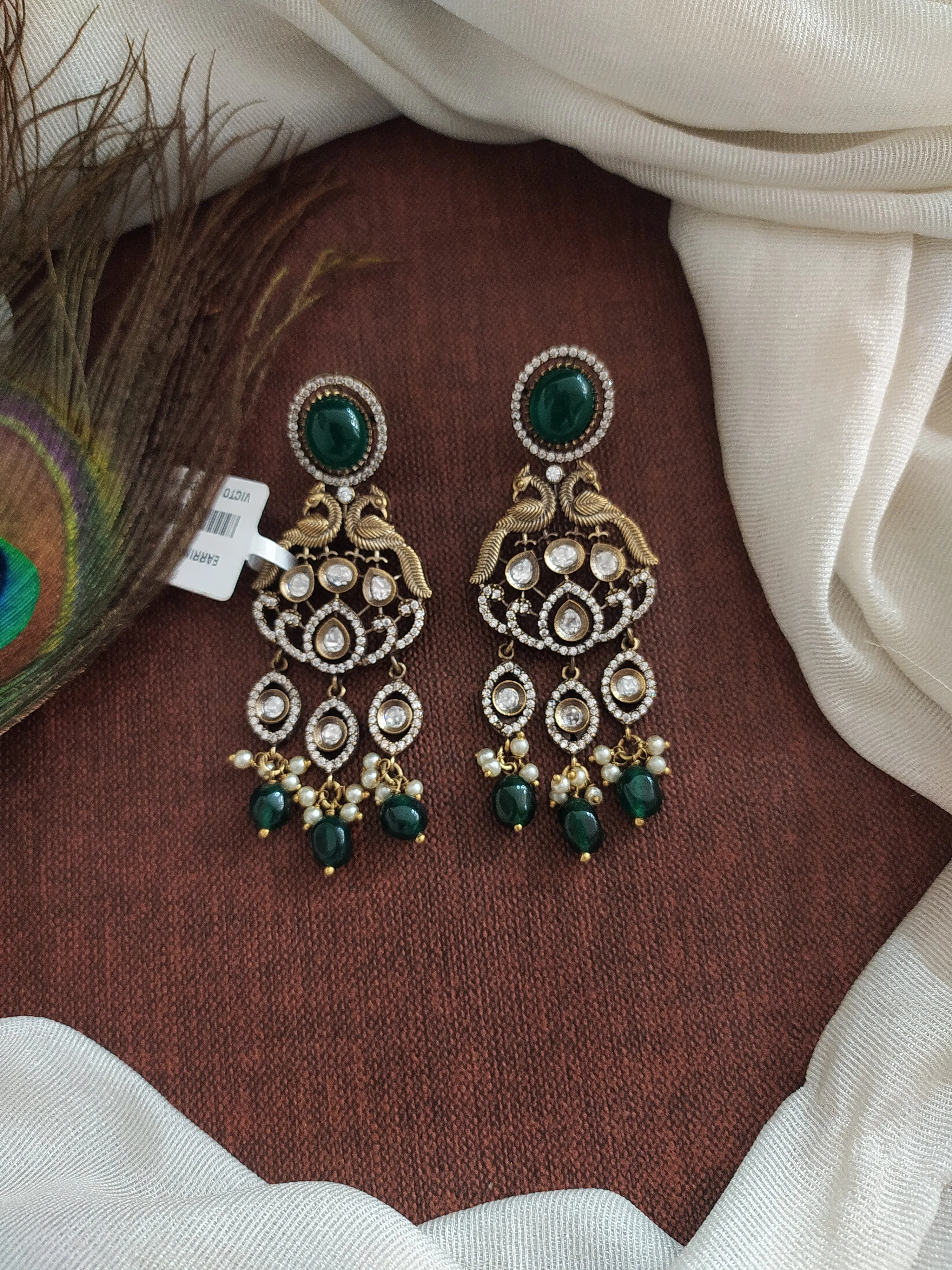 Alluring Peacock Design Dangler Earrings