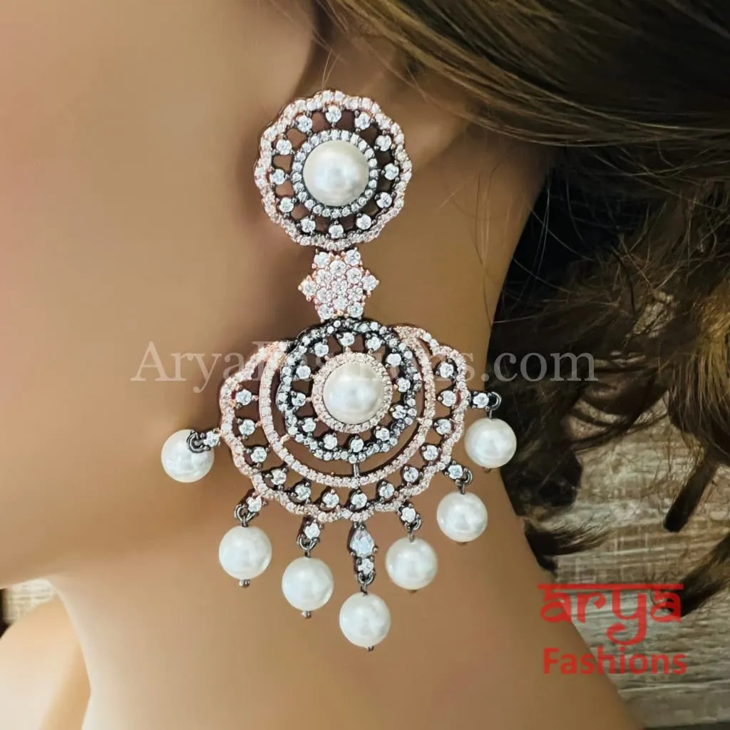 Ashley Crystal Earrings with Pearl drops