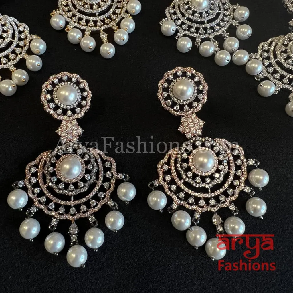 Ashley Crystal Earrings with Pearl drops