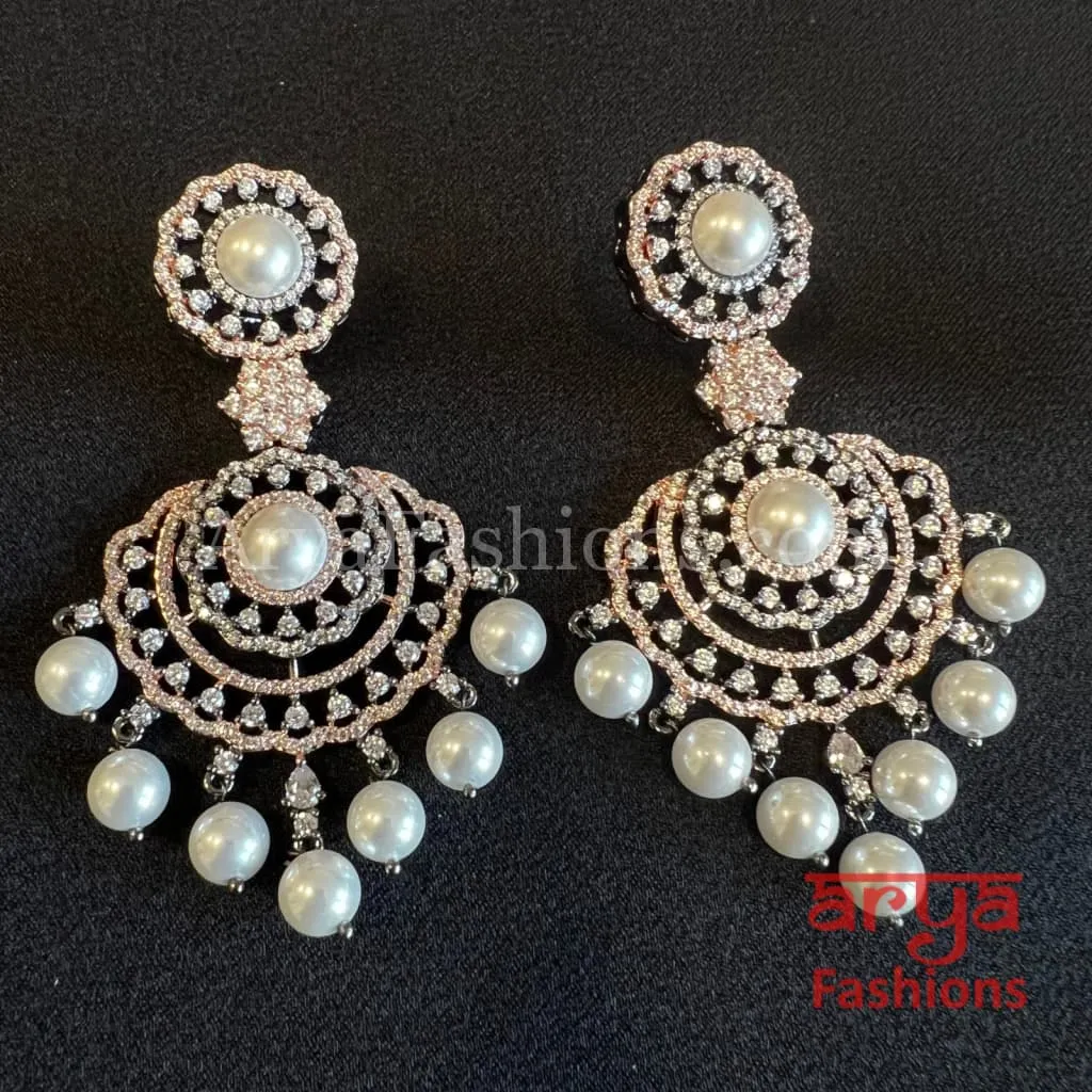 Ashley Crystal Earrings with Pearl drops