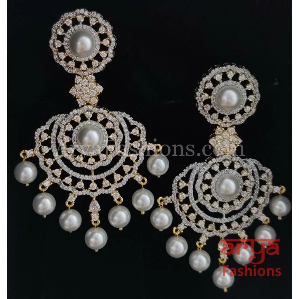 Ashley Crystal Earrings with Pearl drops