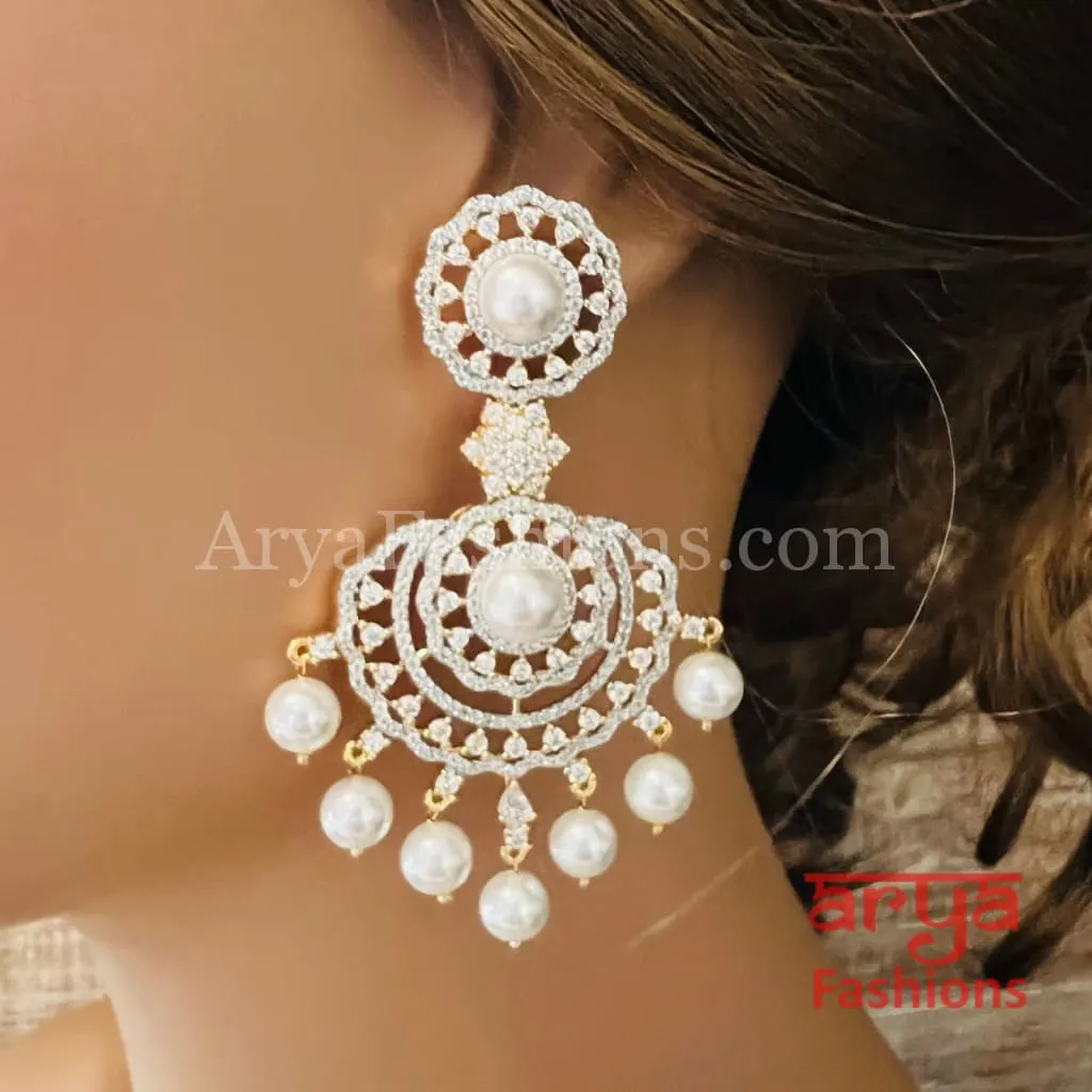 Ashley Crystal Earrings with Pearl drops