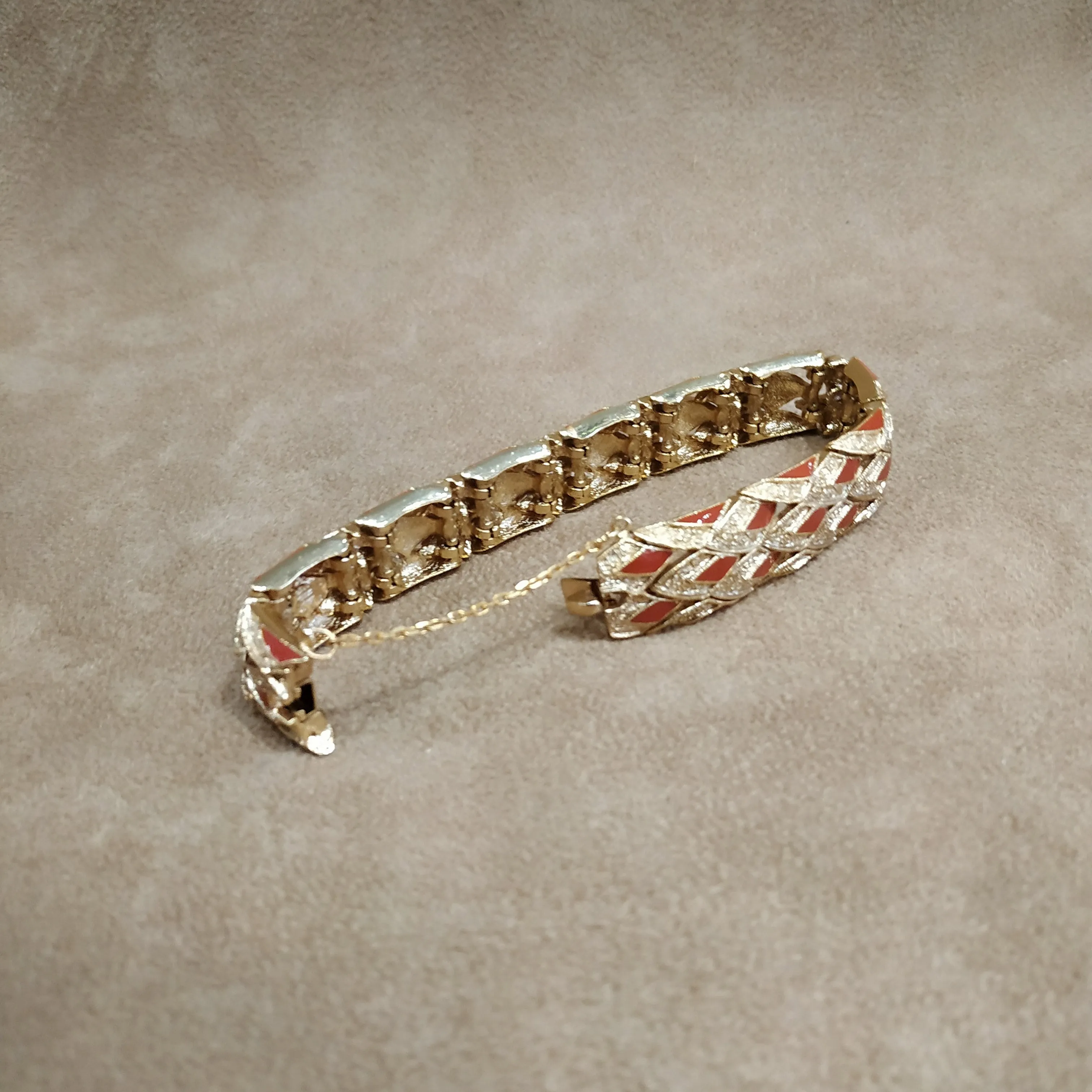 Balenciaga Brown Gold chequered vintage bracelet