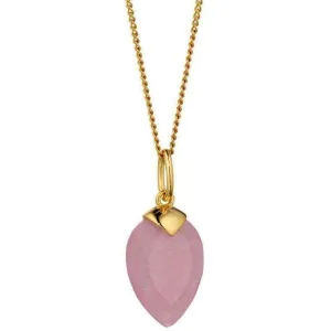 Beginnings June Birthstone Chalcedony Quartz Pendant - Yellow Gold/Pink