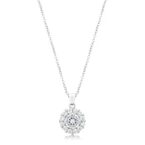 Belle Clear Round Halo Pendant | 3.2ct