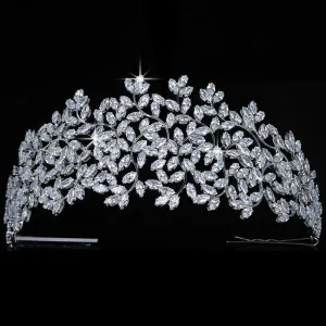 Big Luxury Couture Cubic Zirconia Crystal Bridal Headband Tiara