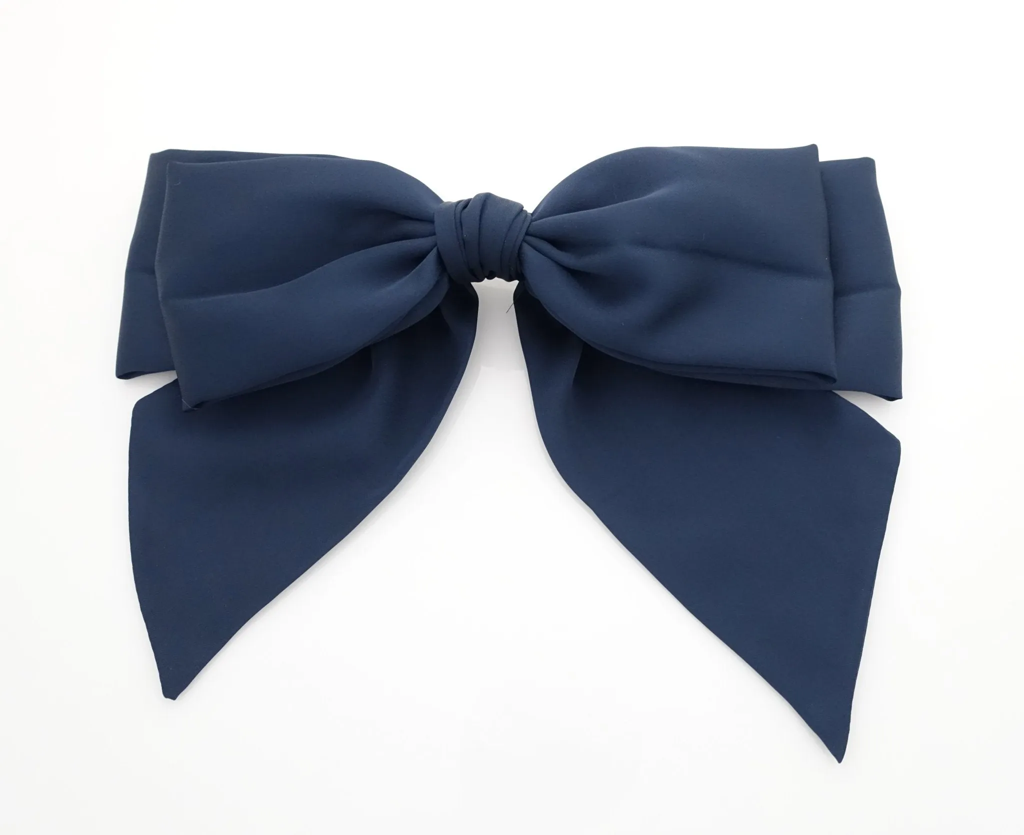 big satin layered bow with tail glossy bow french barrette for women