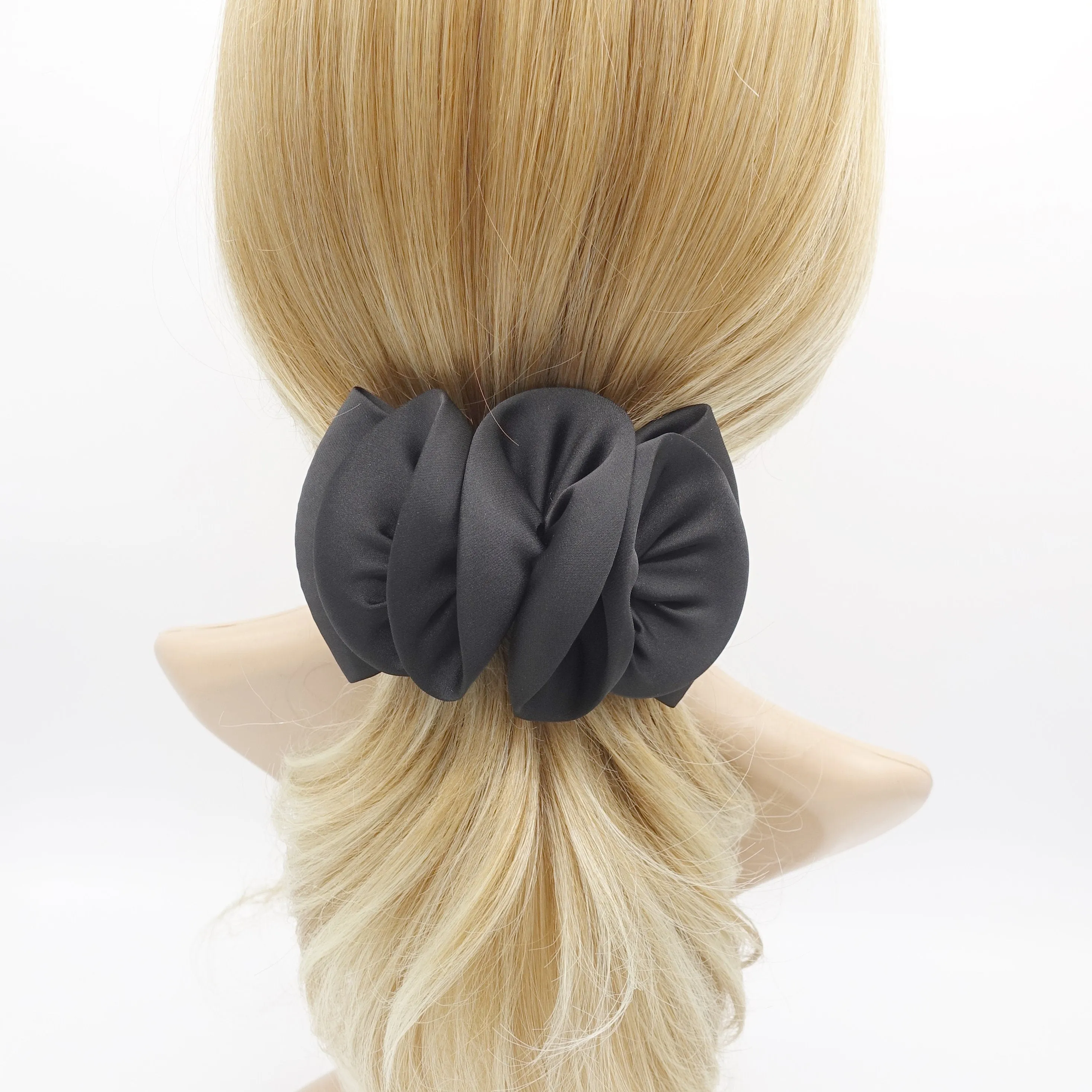 black satin wave hair bow for women