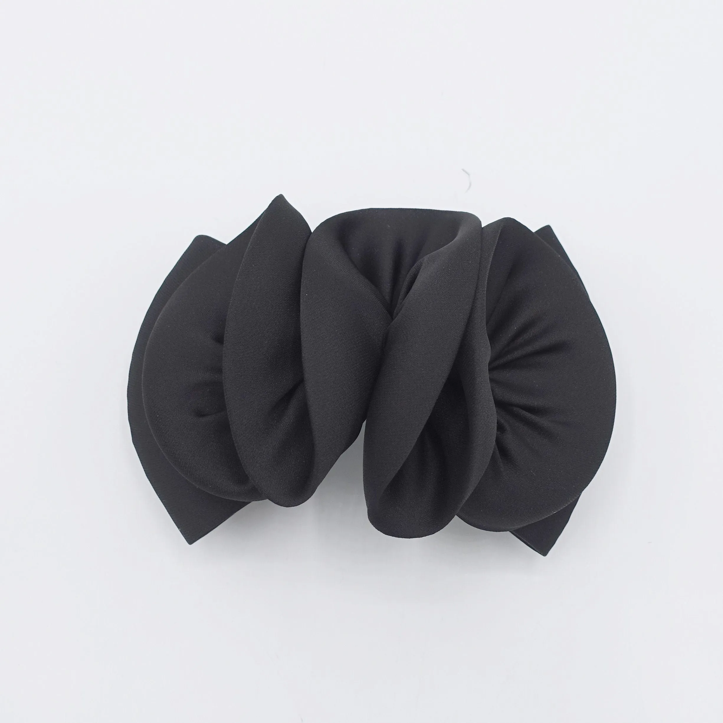 black satin wave hair bow for women