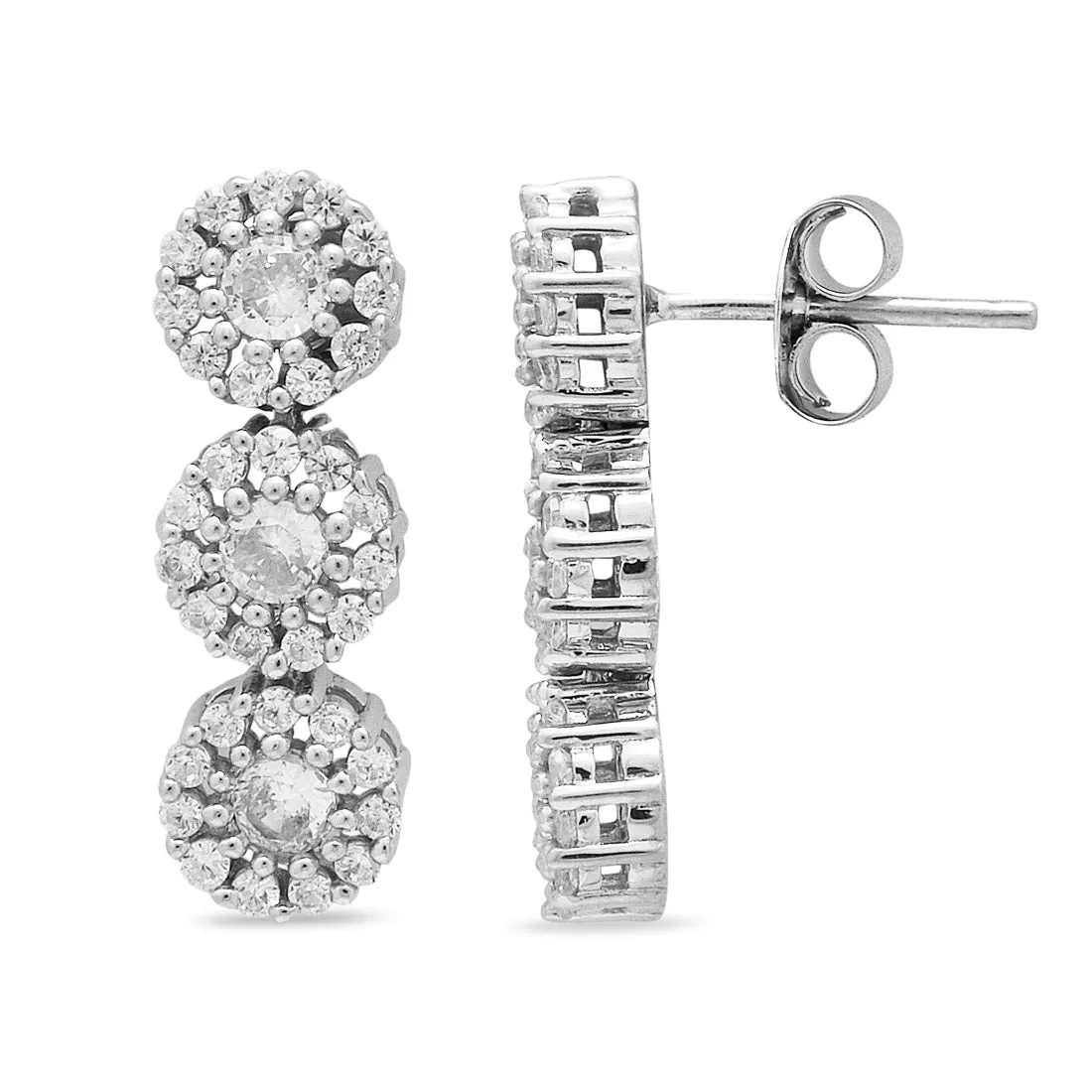 Blooming Beauty 925 Sterling Silver Rhodium-Plated Flower Earrings