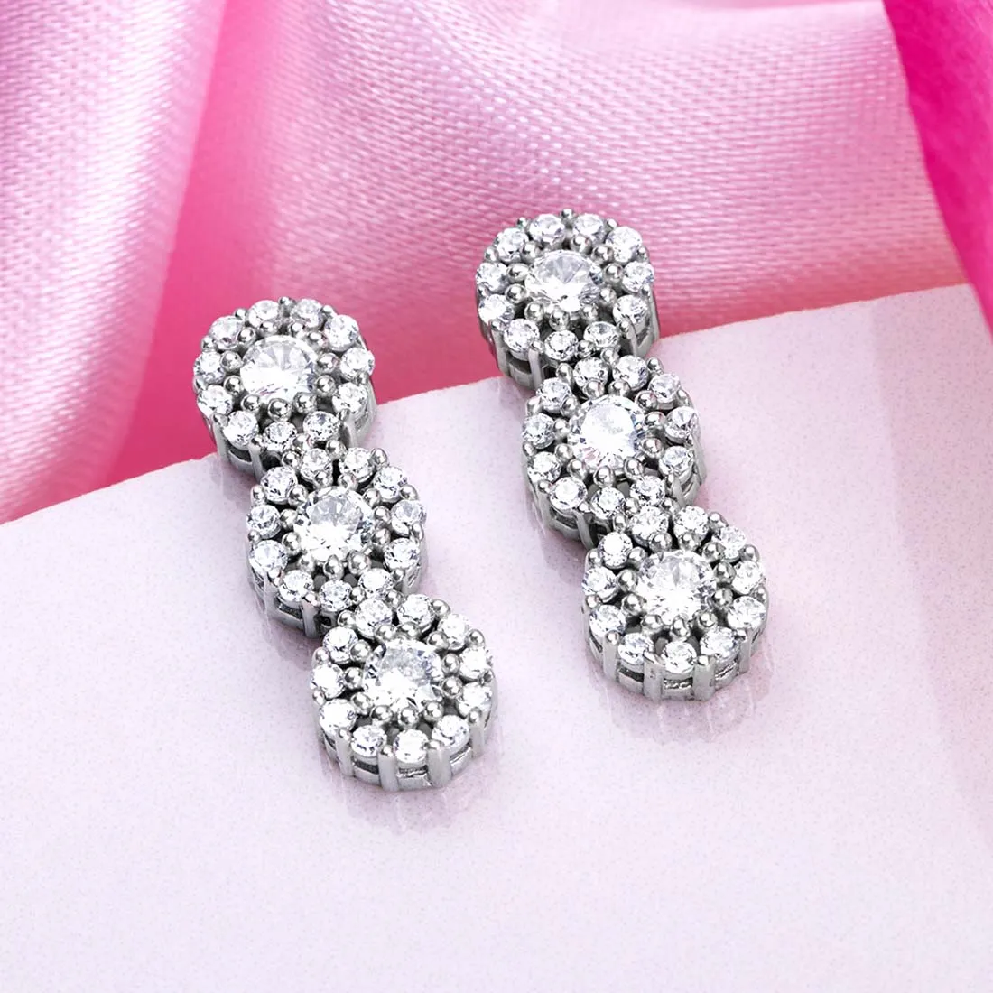 Blooming Beauty 925 Sterling Silver Rhodium-Plated Flower Earrings