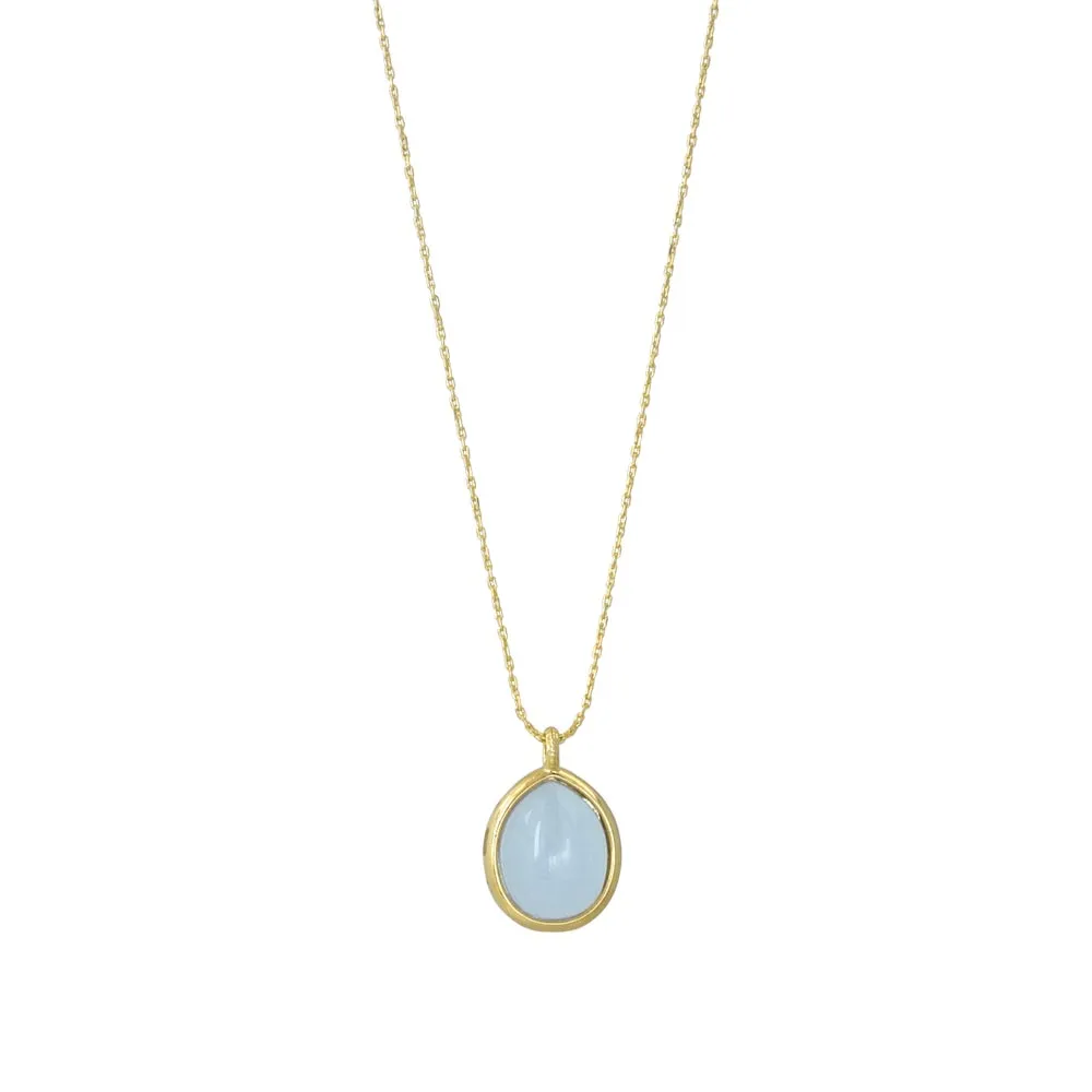 Blue Oval Glass Jewel Necklace