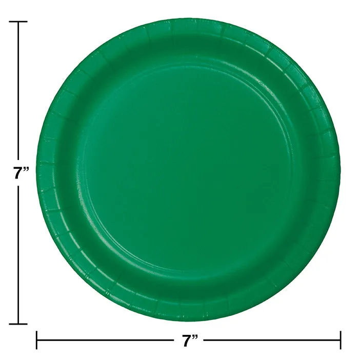 Bulk Emerald Green Paper 6.75 inch Dessert Plates (240 per Case)