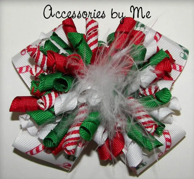 Christmas Red Green Korker Hair Bow