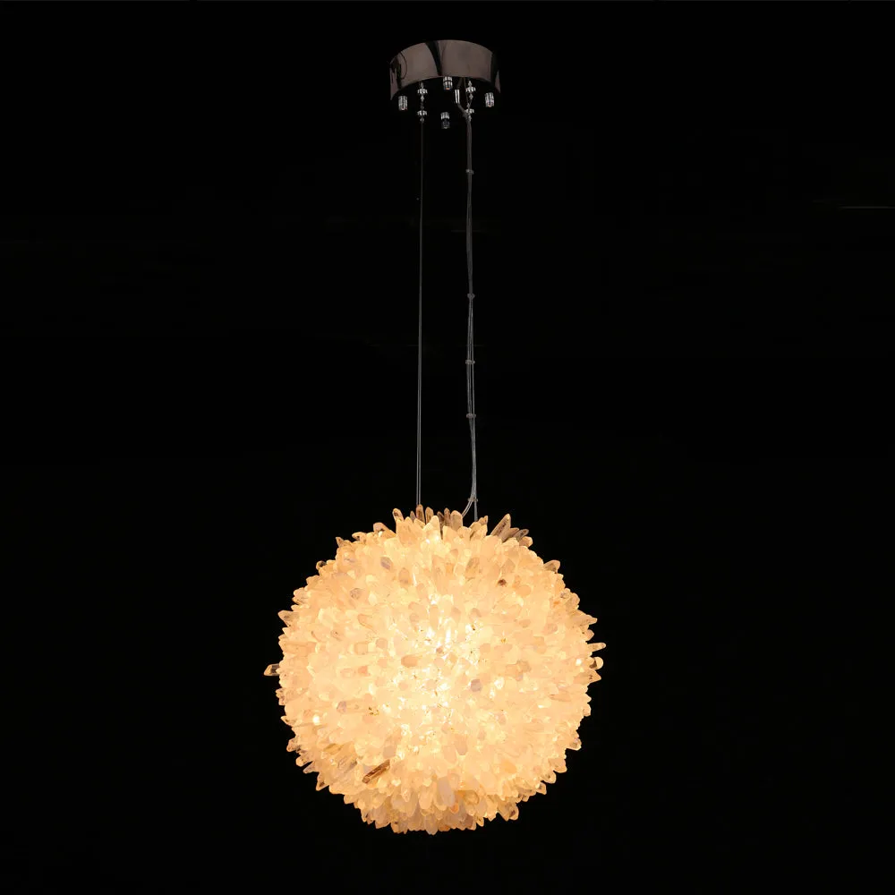 Clear Geode Quartz Crystal Ball Modern Pendant Light