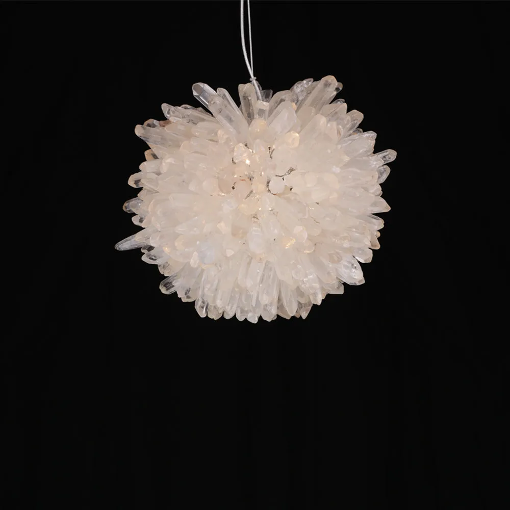 Clear Geode Quartz Crystal Ball Modern Pendant Light