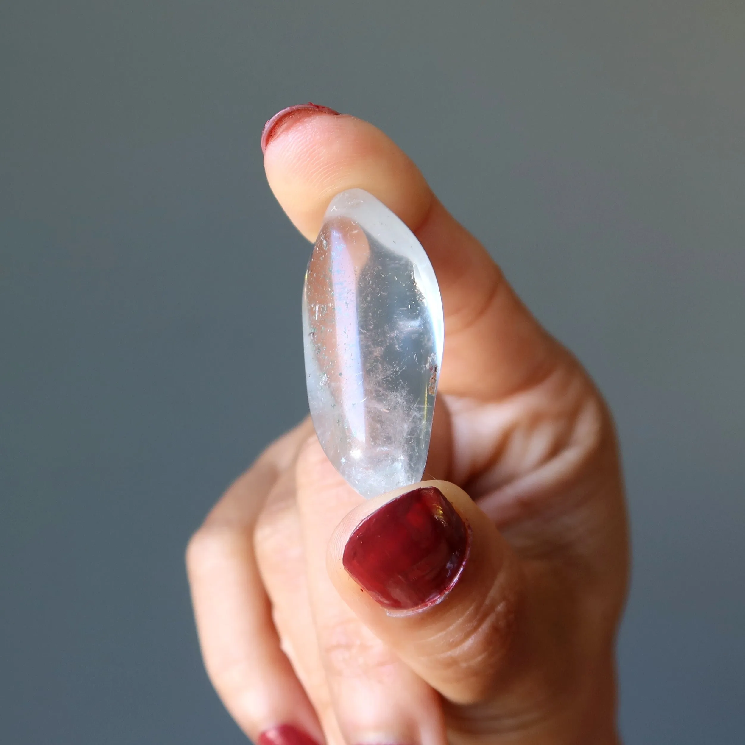 Clear Quartz Tumbled Stone Dash of Chlorite