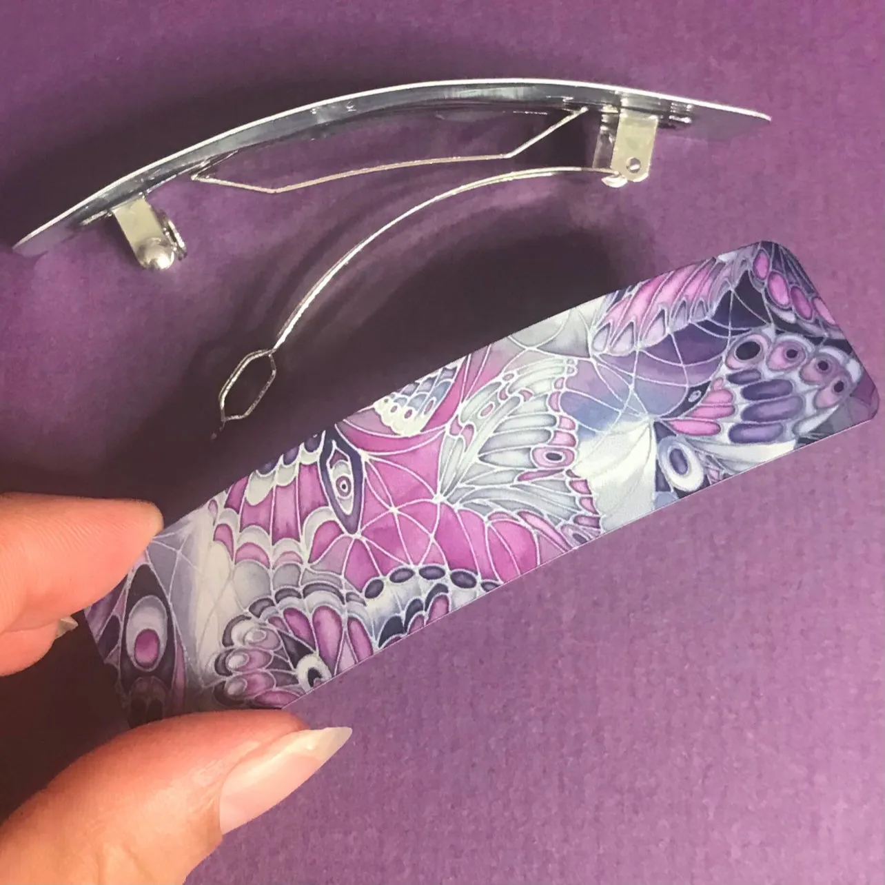 Contemporary Purple and Grey Butterfly Hair Clip