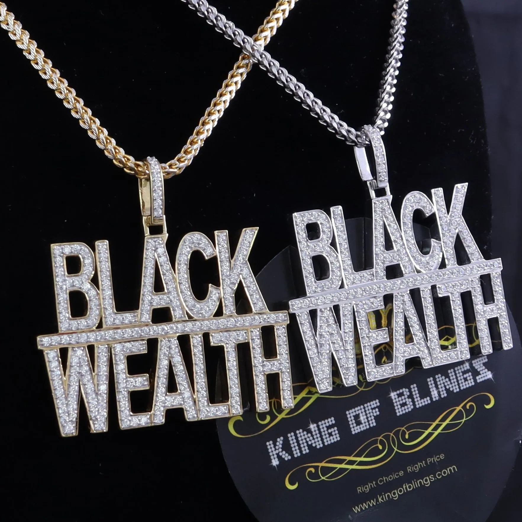 Create your own Yellow 925 Sterling Silver 9.30ct Cubic Zirconia "Black Wealth" Characters Pendant