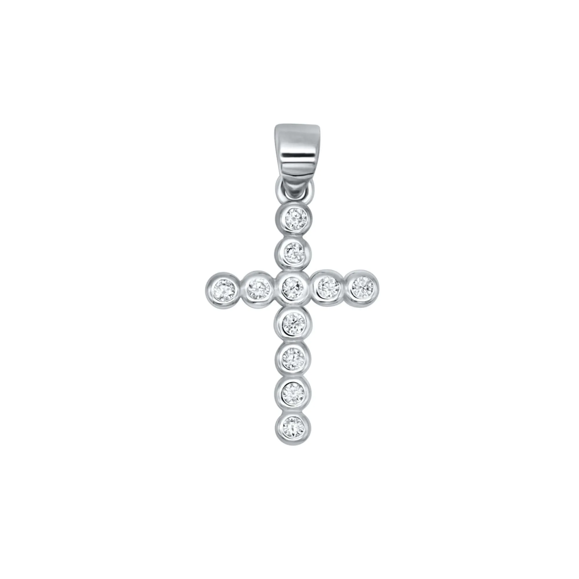 CROSS PENDANT - SILVER AND ZIRCONIA