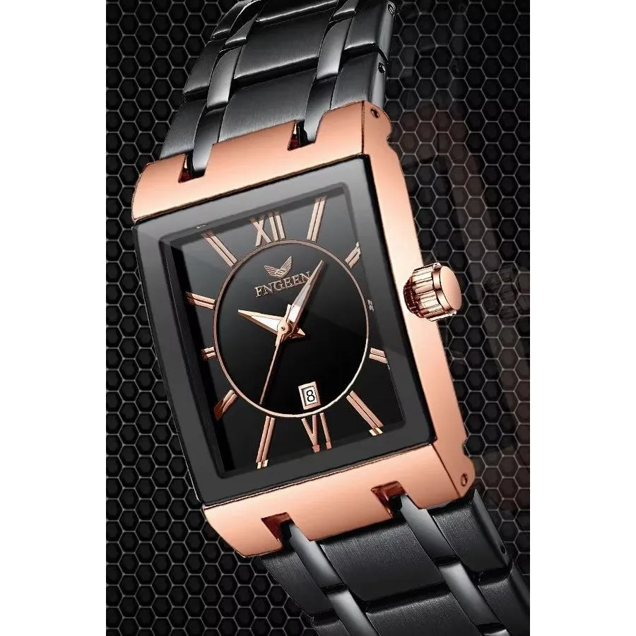 CubeElite Precision Square Steel Quartz Timepiece