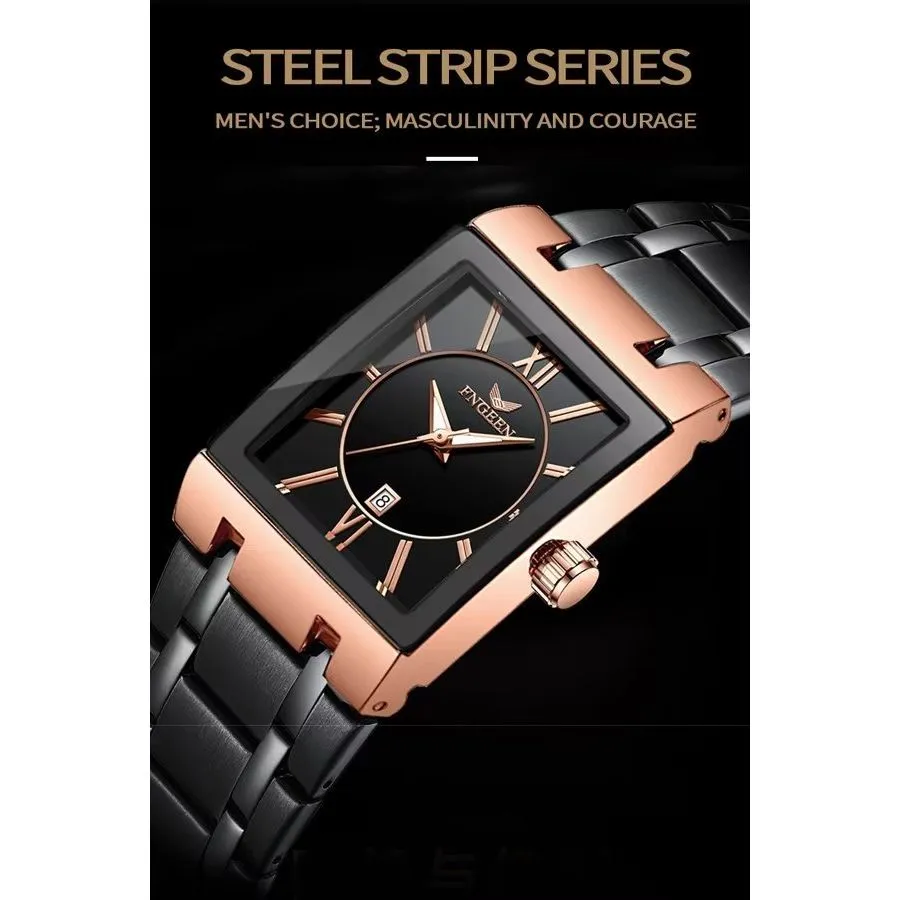 CubeElite Precision Square Steel Quartz Timepiece