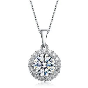 Cz .925 Sterling Silver Round Pendant