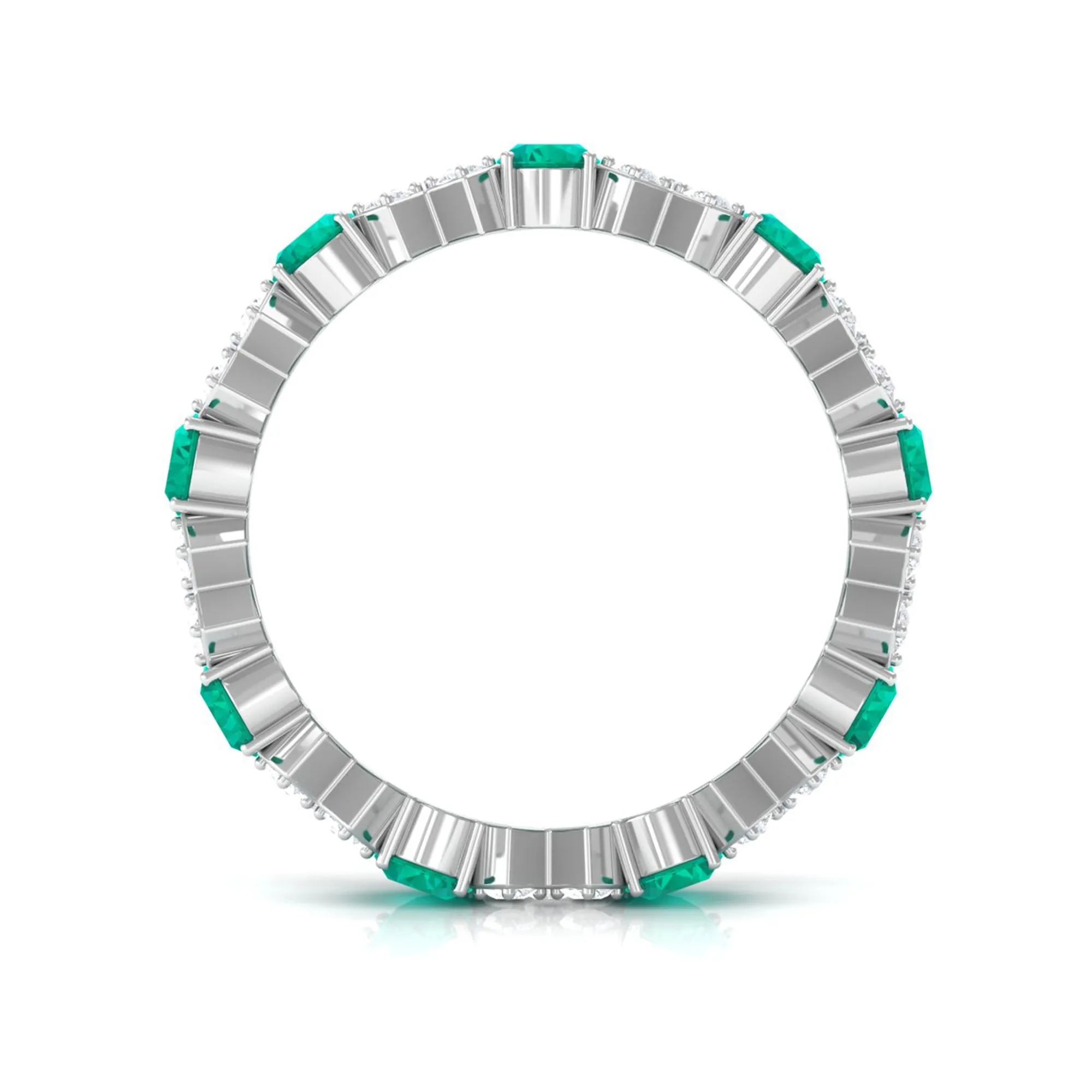 Designer Eternity Ring with Emerald and Moissanite