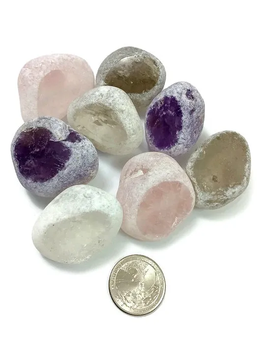 Ema Egg Window Stone | Amethyst, Smoky, Clear & Rose Quartz Seer Stone