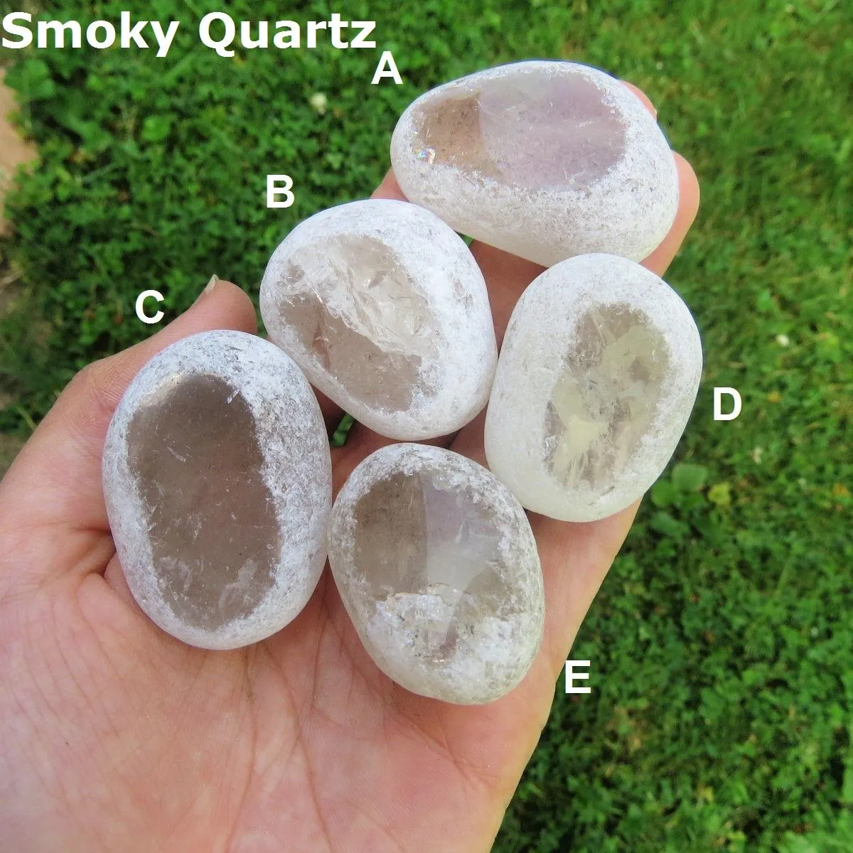 Ema Egg Window Stone | Amethyst, Smoky, Clear & Rose Quartz Seer Stone