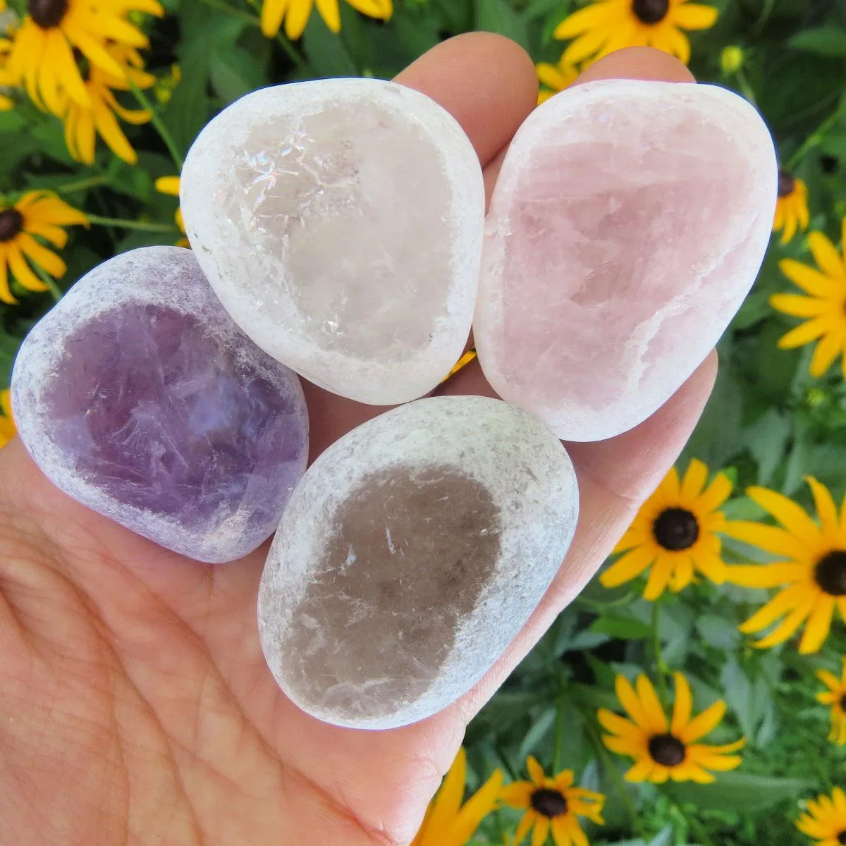 Ema Egg Window Stone | Amethyst, Smoky, Clear & Rose Quartz Seer Stone