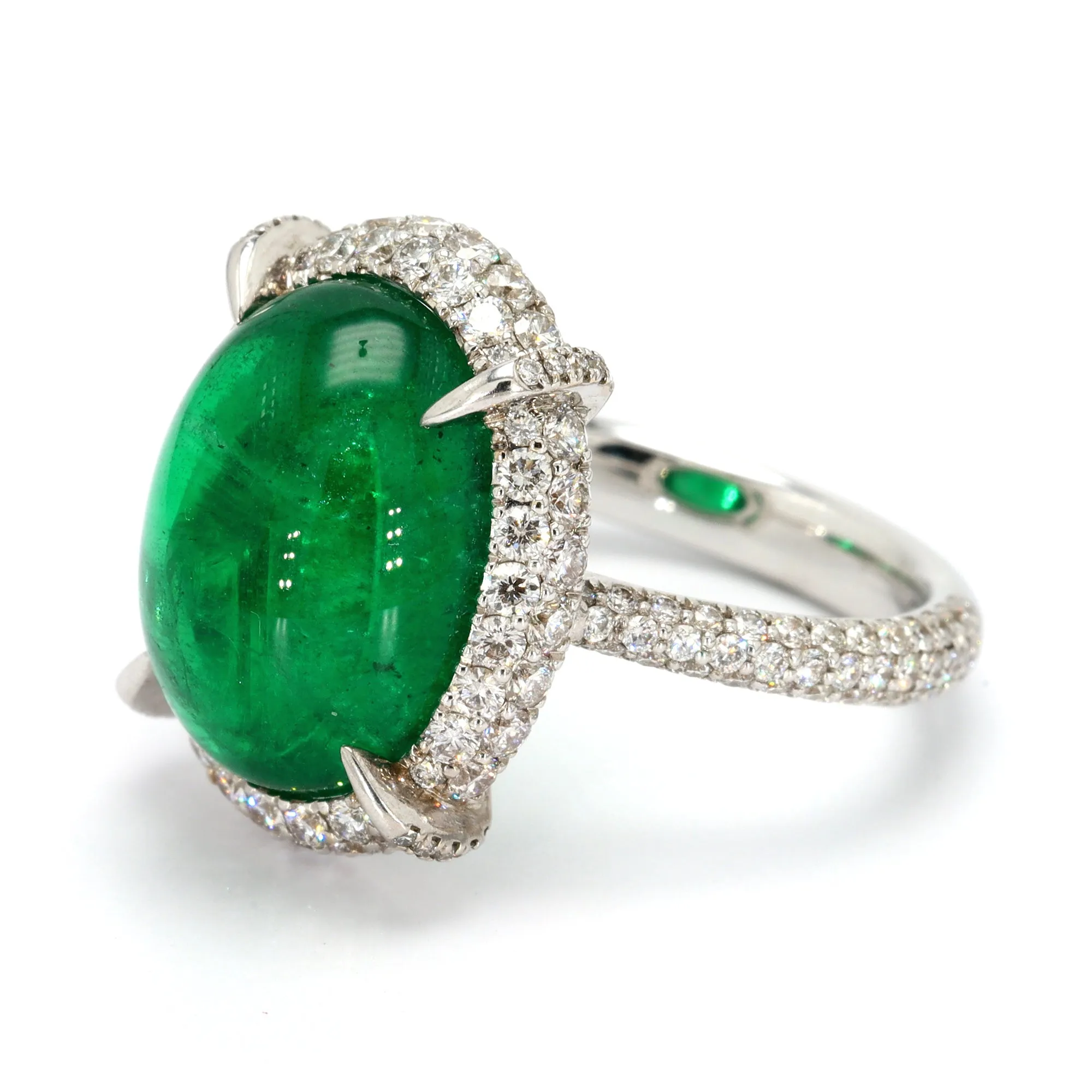 Emerald and Diamond Halo Ring