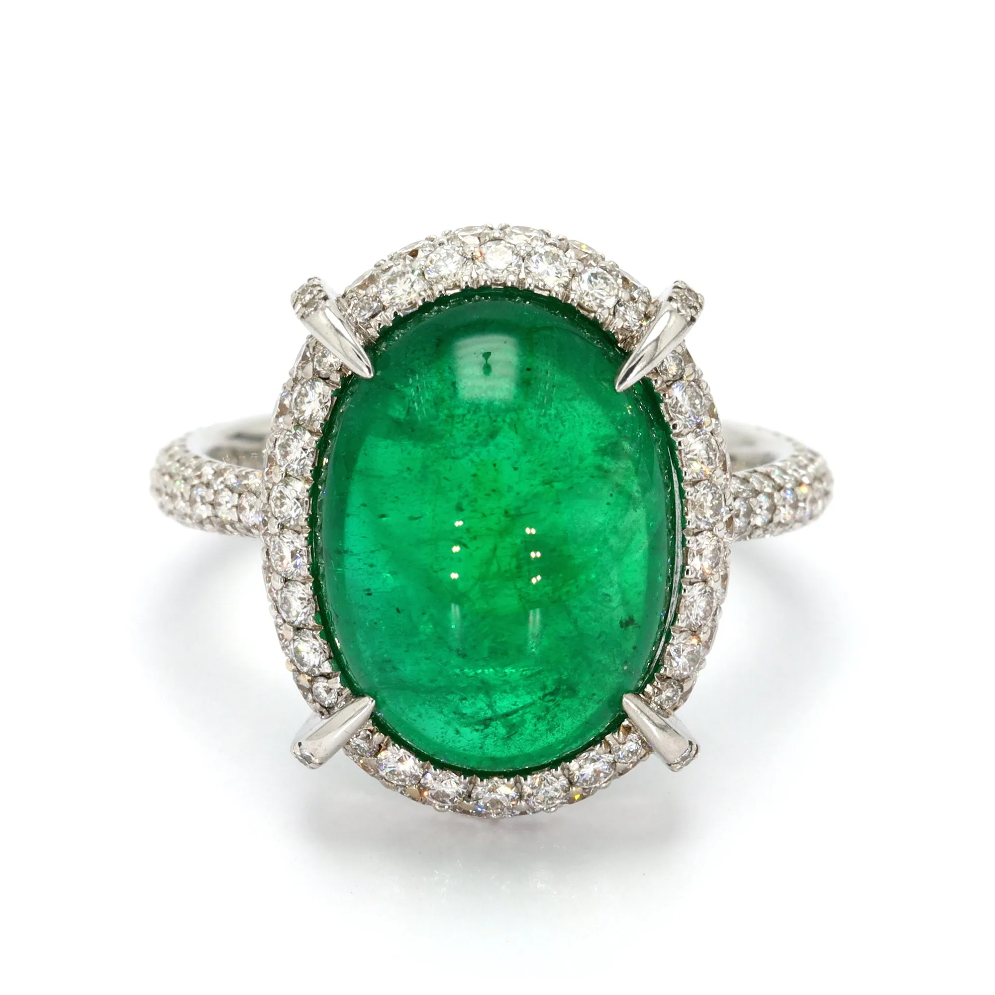 Emerald and Diamond Halo Ring