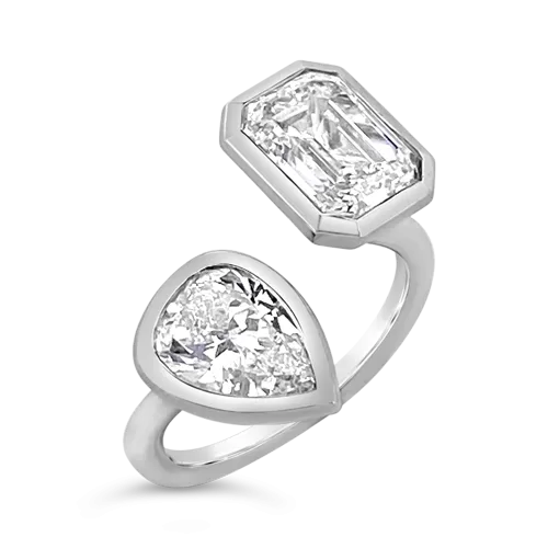 Emerald cut & Pear Shaped Diamond Ring