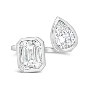 Emerald cut & Pear Shaped Diamond Ring