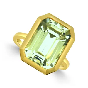 Emerald Cut Green Quartz Ring