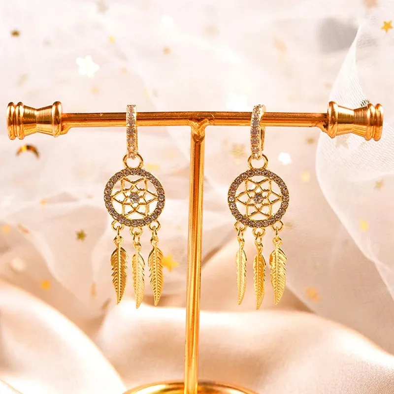 Exquisite Dreamcatcher Drop Earrings