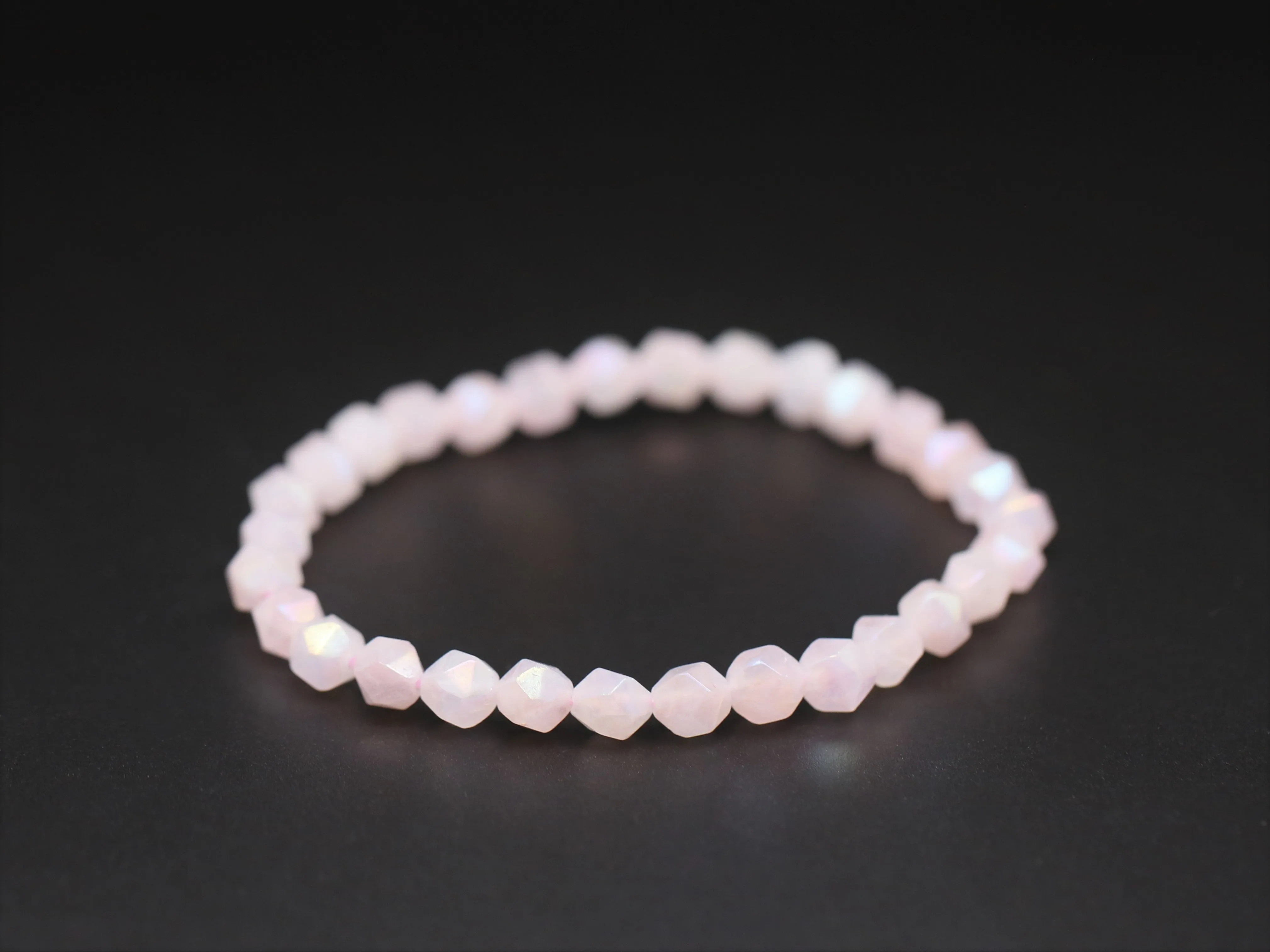 Faceted rose quartz bracelets