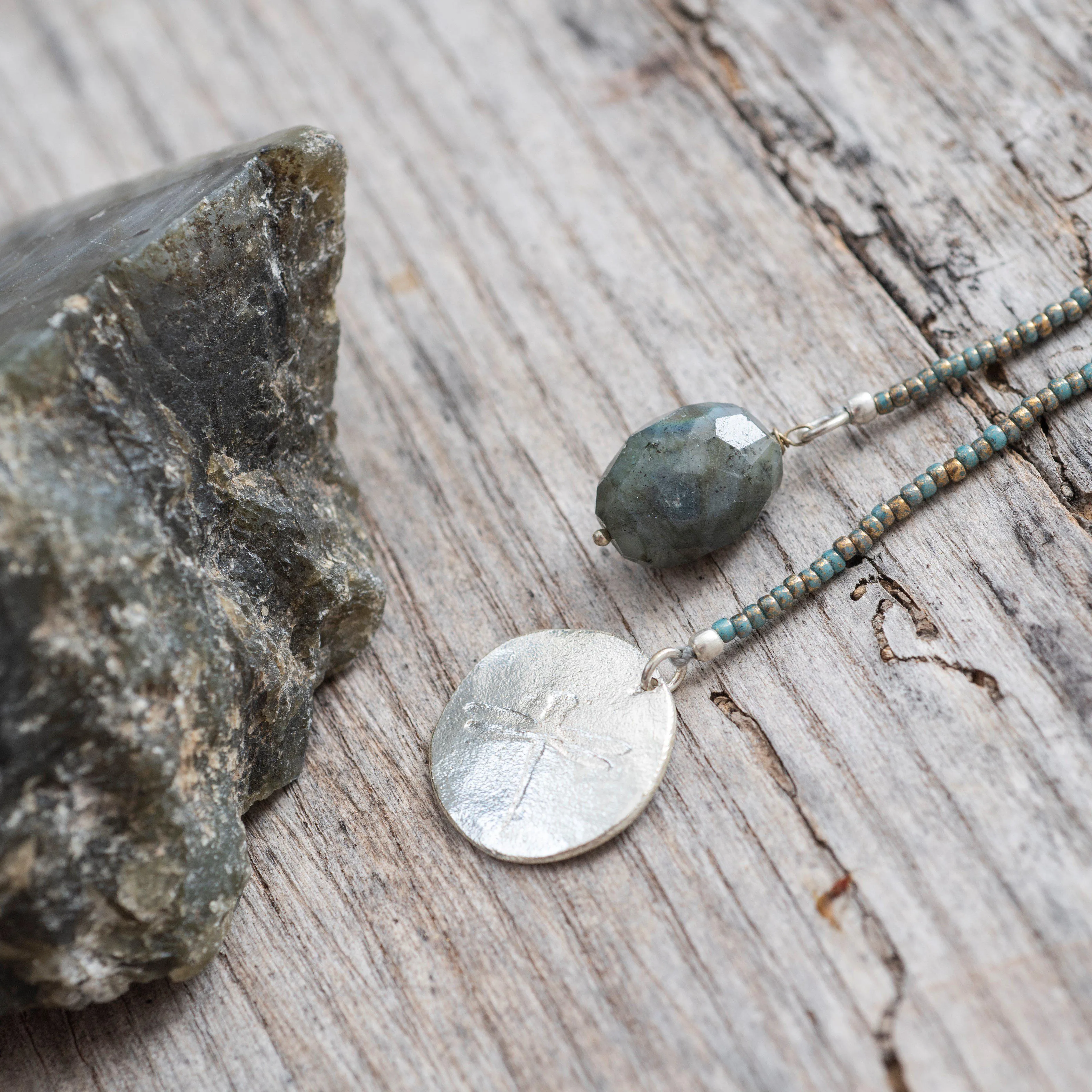 Fairy Labradorite Dragonfly Silver Necklace - A Beautiful Story