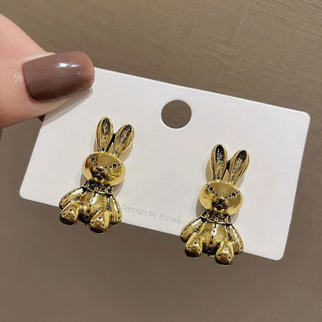 Fashion Exquisite Zircon Stud Earrings Woman Simple Cute Star Bear Crystal Statement Earring Jewelry Gift  Korean