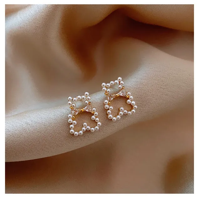 Fashion Exquisite Zircon Stud Earrings Woman Simple Cute Star Bear Crystal Statement Earring Jewelry Gift  Korean