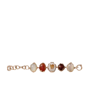 Fire Opal And Rainbow Moonstone Bracelet