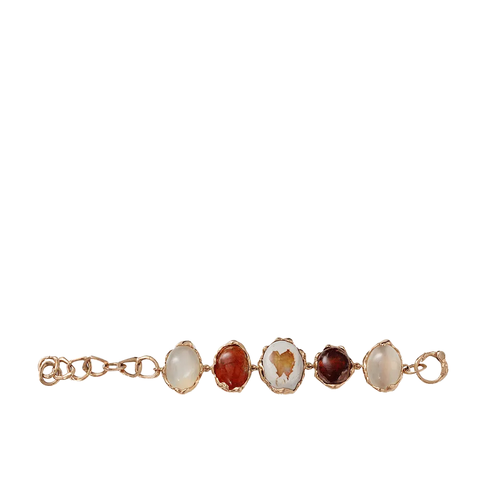 Fire Opal And Rainbow Moonstone Bracelet