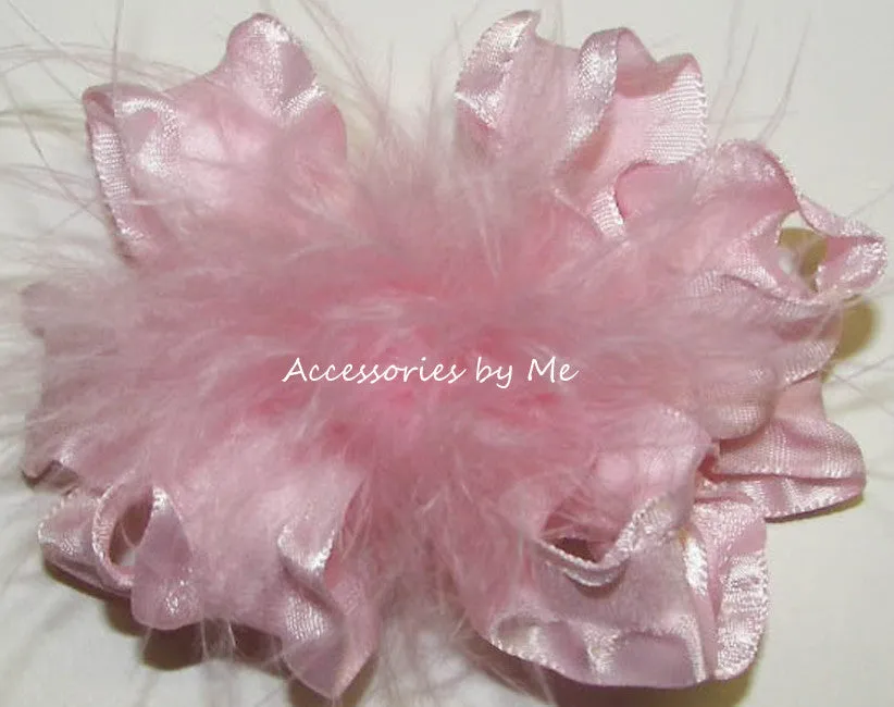 Frilly Ruffle Marabou Hair Bow