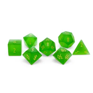 Frosted Zircon Emerald - 7 Piece RPG Set Zircon Glass Dice