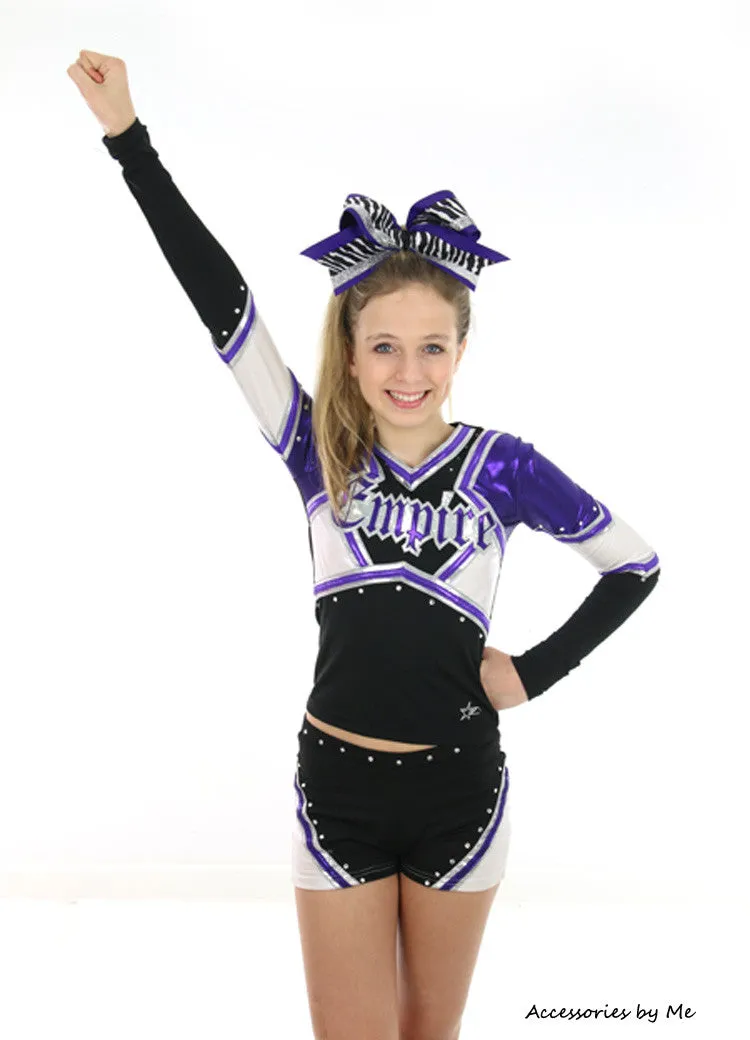 Glitter Zebra Purple Silver Cheer Bow