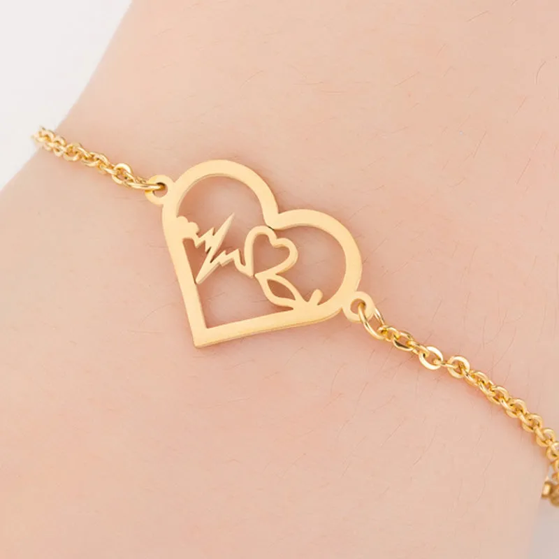 Gold Color Charms Bracelet Femme Stainless Steel Women Jewelry